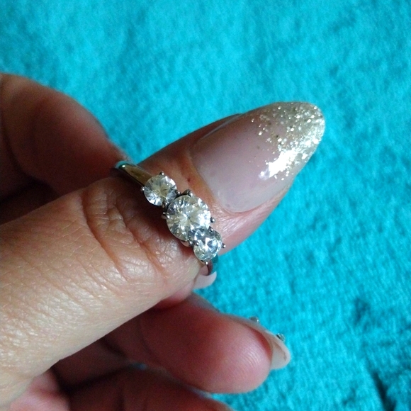 Sterling silver, three stone ring - Picture 2 of 2